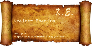 Kreiter Emerita névjegykártya